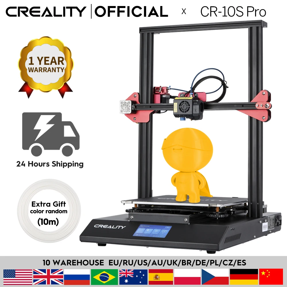 3D принтер CREALITY CR 10S Pro с датчиком автовыравнивания сенсорный ЖК дисплей 4 3 дюйма