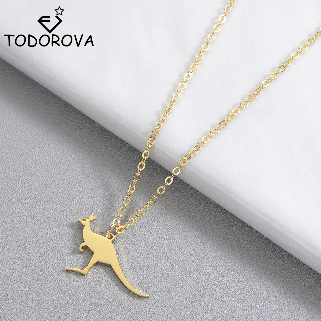 

Todorova Cute Kangaroo Necklace Stainless Steel Wallaby Pendant Necklace Australian Wild Animal Necklace Kids Teen Women Jewelry