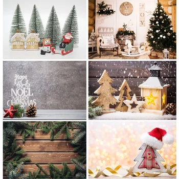 

Christmas Backdrop Wood Board Light Winter Snow Gift Star Bell Vinyl Photography Background For Photo Studio 20826SD-01