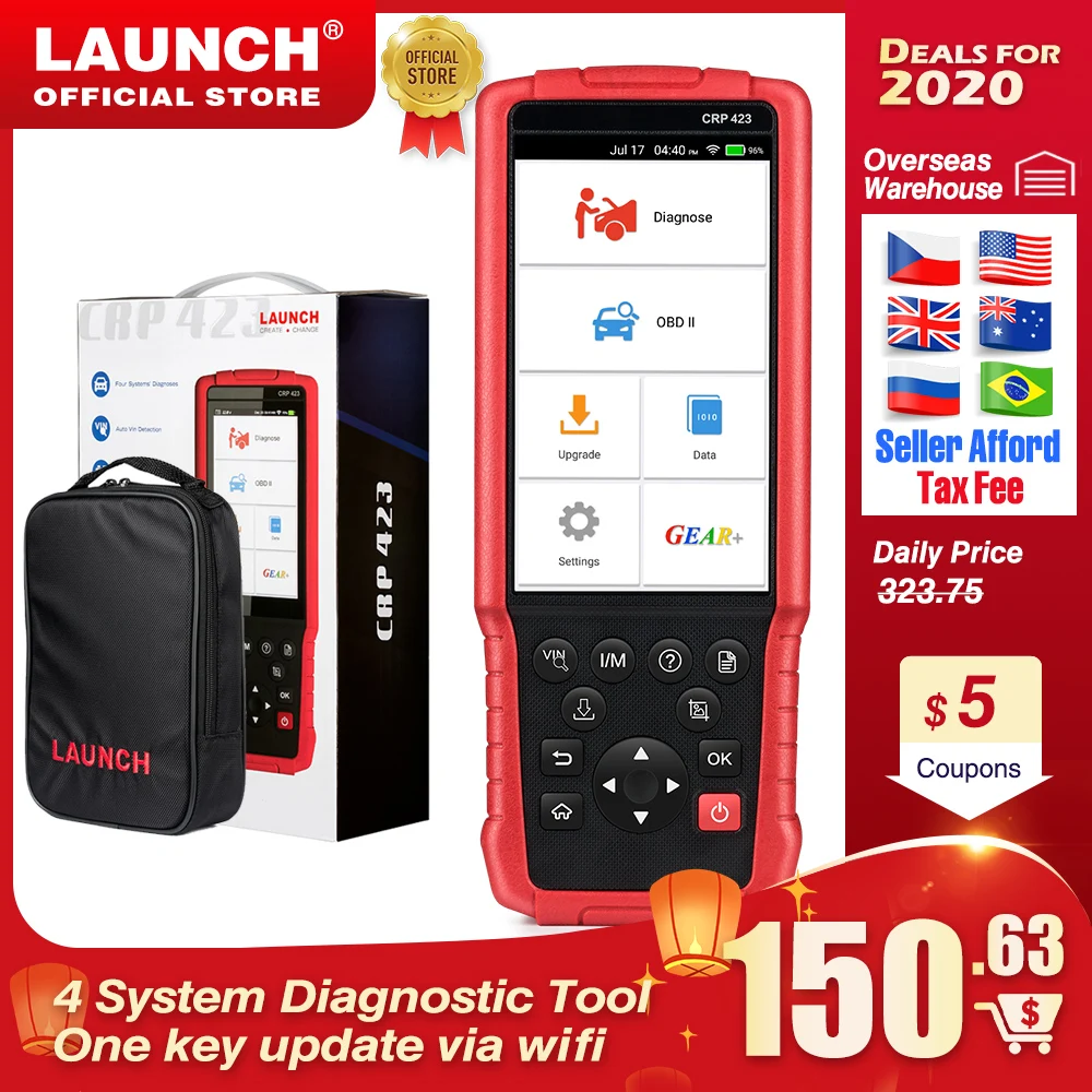 LAUNCH X431 CRP423 OBD2 считыватель кодов Сканер Поддержка двигателя ABS воздушная подушка