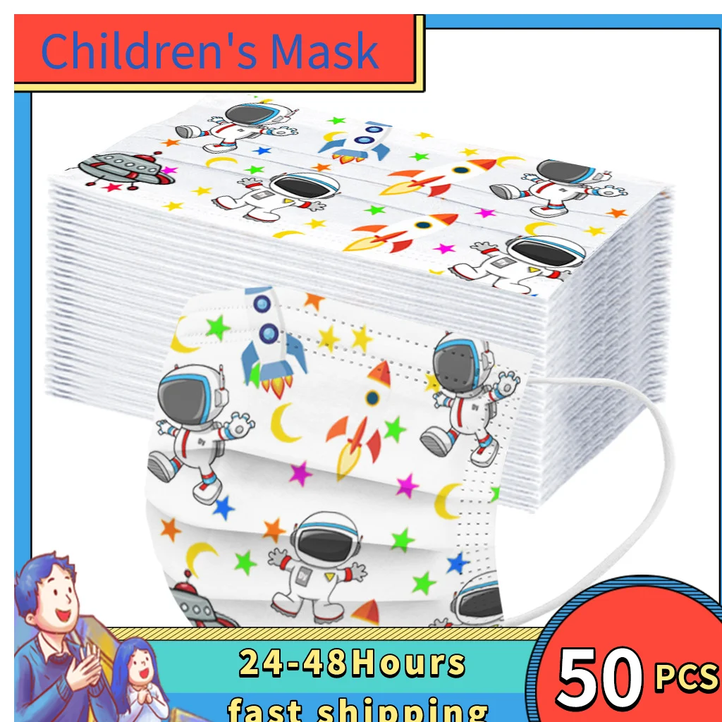 Fast Shipping Cartoon 50pcs Health Care Cotton Facemask Masker One time 3Ply For Adults Mask Pattern Kids | Красота и здоровье