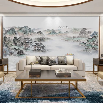 

Modern Chinese Style Jointless 3D Custom Mural Wallpaper Landscape For Living Room Bedroom Background Silk Cloth Wall Paper