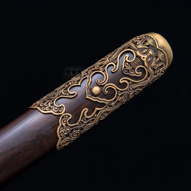 High quality Chinese Sword handmade Fold steel under the Solid to Burn Blade Long straight Qing dynasty Sword Sharp knife