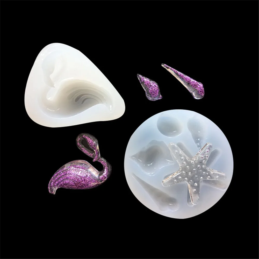 

Epoxxy Resin Cookie Molds Flamingos Shell Starfish Concrete Plaster Designer Moldes Silicone Molde Fondant Cake Mould Mold