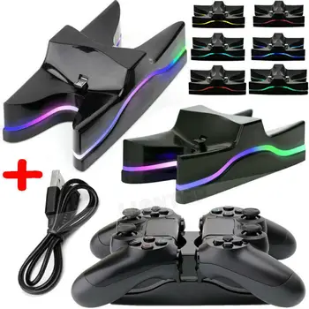 

PS4 Controller Charger Stand Colorful LED Dual Controller Charger Stand Fast Charging Dock Station for Playstation 4 Controller