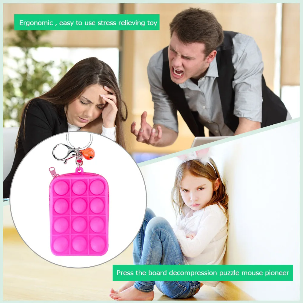Rectangle Keychain Silicone Push Bubble Fingertip Toys Anti-Stress Set Stress Reliever Squeeze Crafts Adults Children Sensory To 2