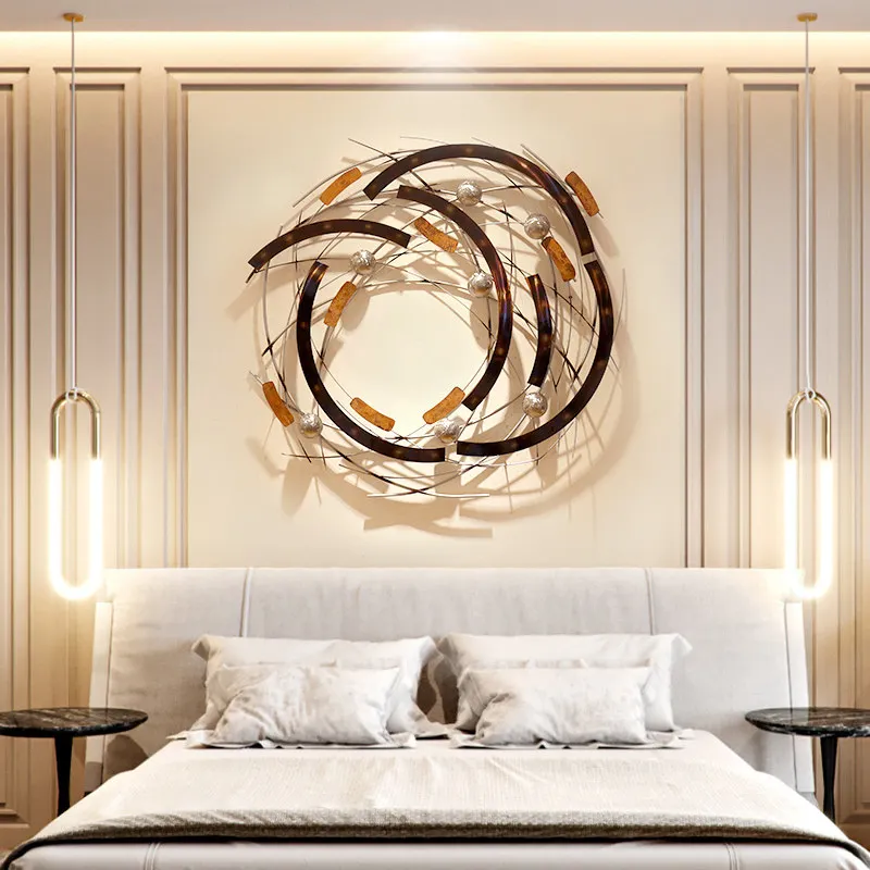 Современная кованая 3D настенная подвесная металлическая круглая форма, украшение для гостиной, настенная роспись, украшение для отеля, офиса, настенная наклейка, ремесла