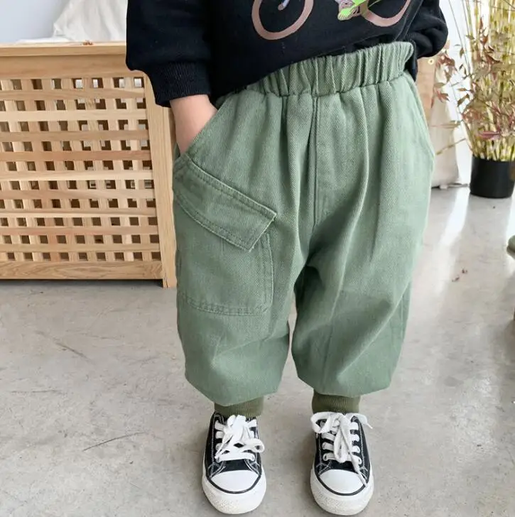 Новые стильные утепленные штаны для мальчиков и девочек, зимние модные детские штаны, 1-6 лет, PP548 - Цвет: Зеленый