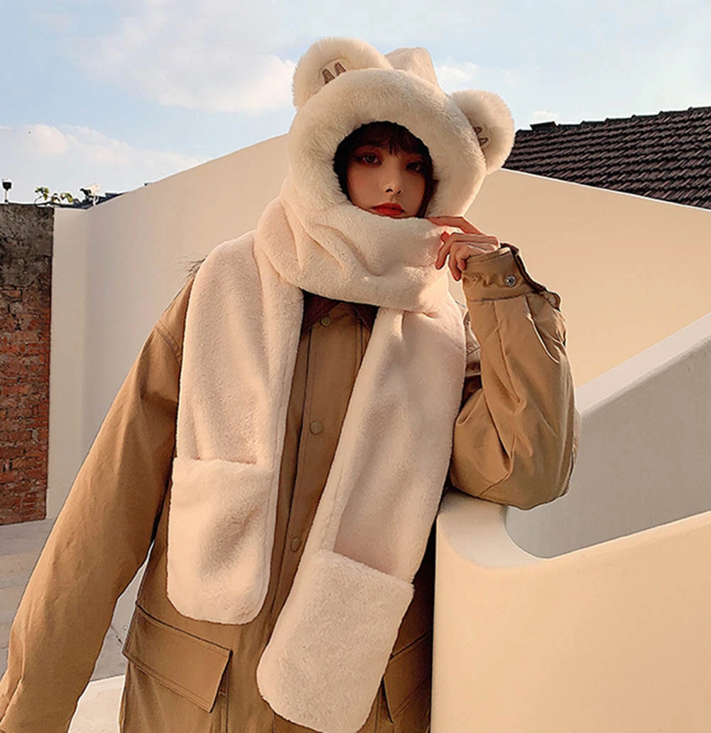 Fluffy scarf and gloves Clearance