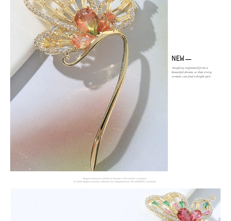 Neoglory фантастические красочные броши-бабочки для женщин, высокое качество, циркониевые булавки для одежды, подарок на день рождения, год для друга