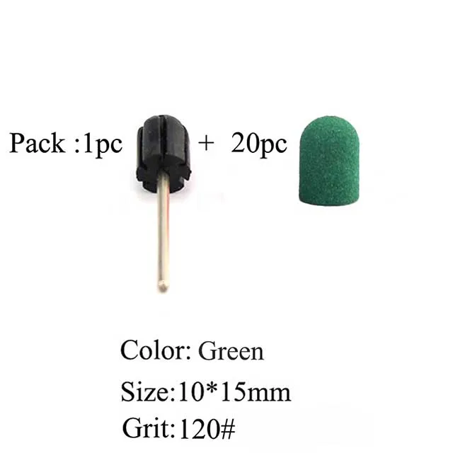 120Grit 20 шт. 10*15 мм зеленые шлифовальные круги шлифовальные ленты Электрический Маникюр Педикюр пилка сверлильный станок аксессуары инструменты для дизайна ногтей - Цвет: 120Grit