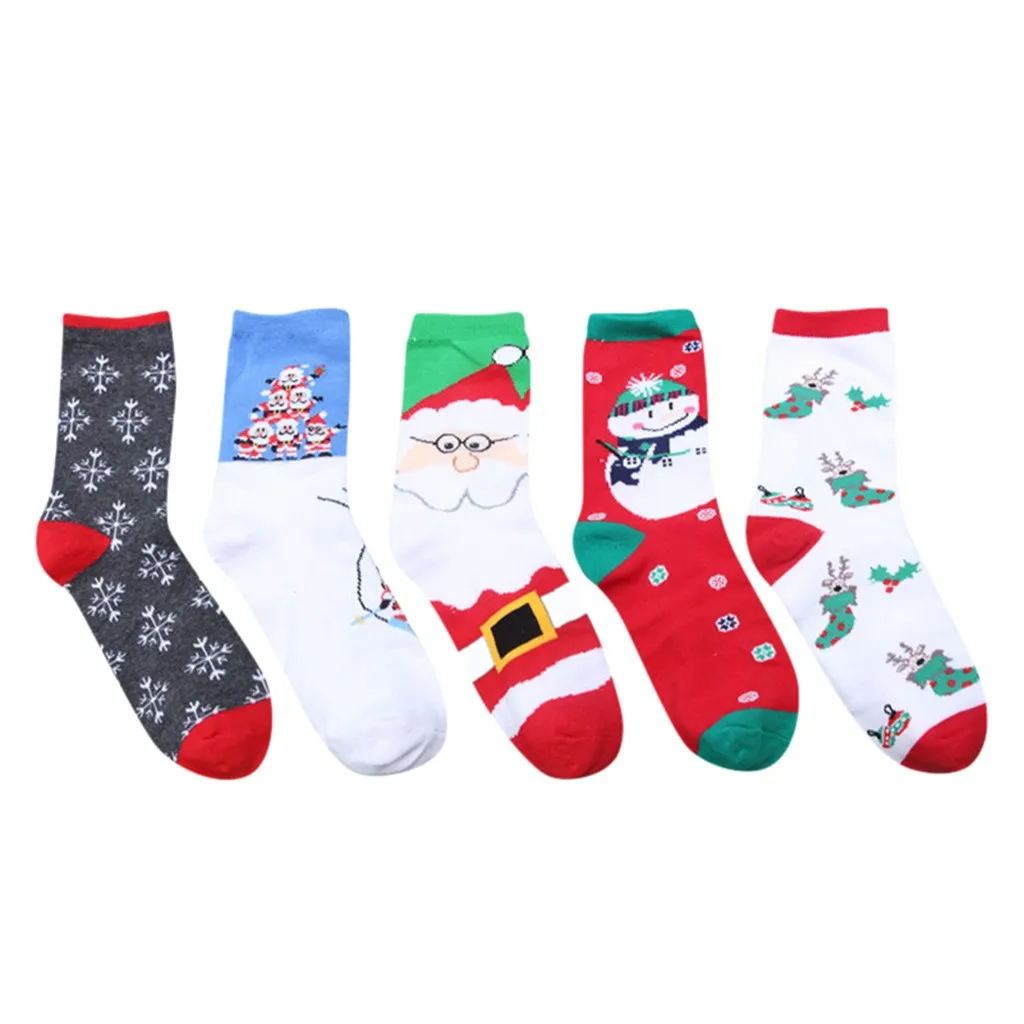 5 пар/компл. модные Для мужчин Для женщин теплые носки для зимы унисекс Повседневное Рождество без пятки средней высоты с принтом в стиле носки-тапочки harajuku skarpetki# g3