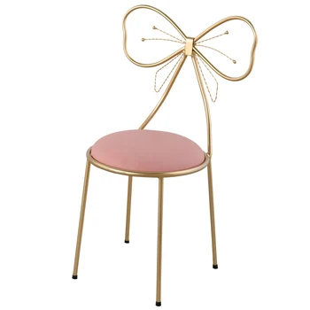 

Bedroom Net Red Makeup Stool Modern Minimalist Back Chair Bow Dressing Stool Girl Heart Princess Makeup Chair
