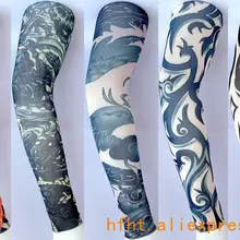 Дракон тигр Тотем Феникса Татуировка рукав(seamed), геометрические съемные теплые руки HT110-114, длина 47 см