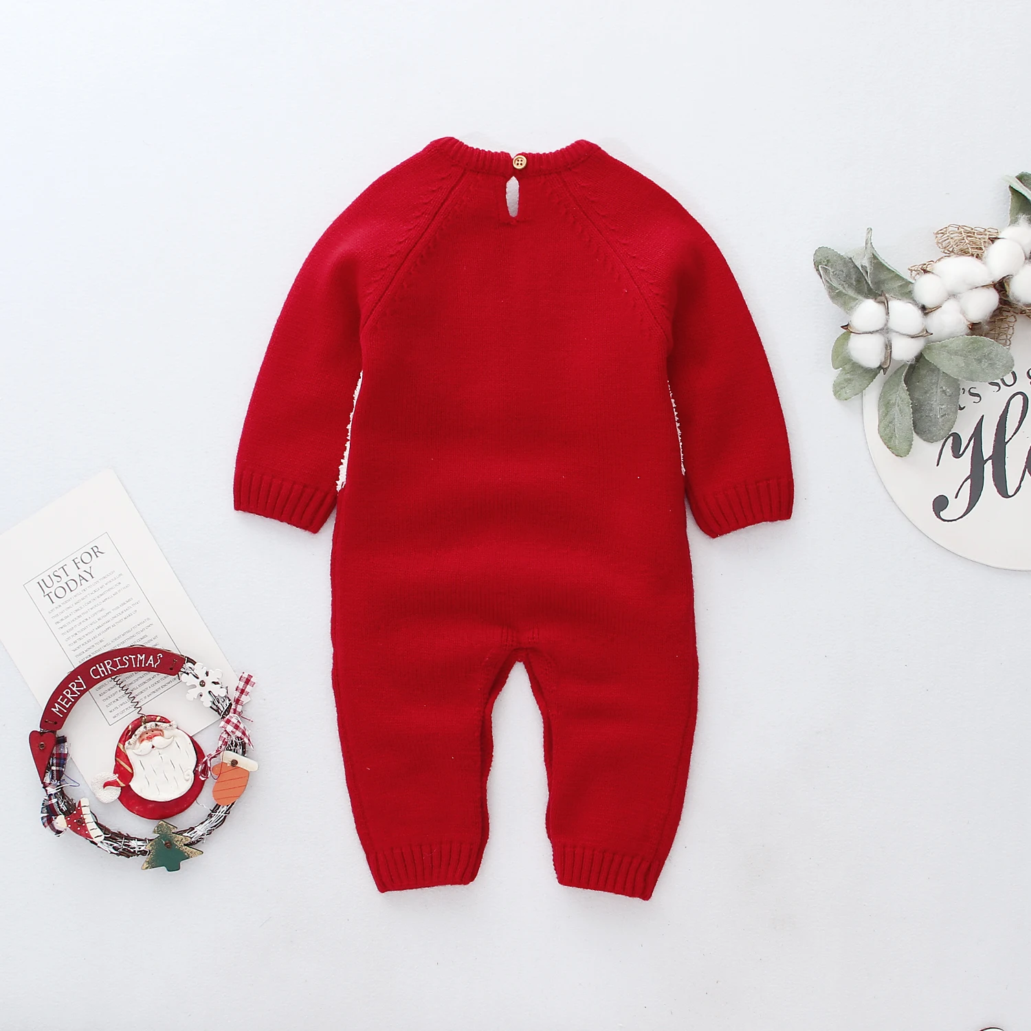 Комбинезоны для новорожденных мальчиков и девочек от 0 до 24 месяцев, рождественские костюмы с длинным рукавом, красный комбинезон с Санта-Клаусом, осенне-зимняя детская одежда