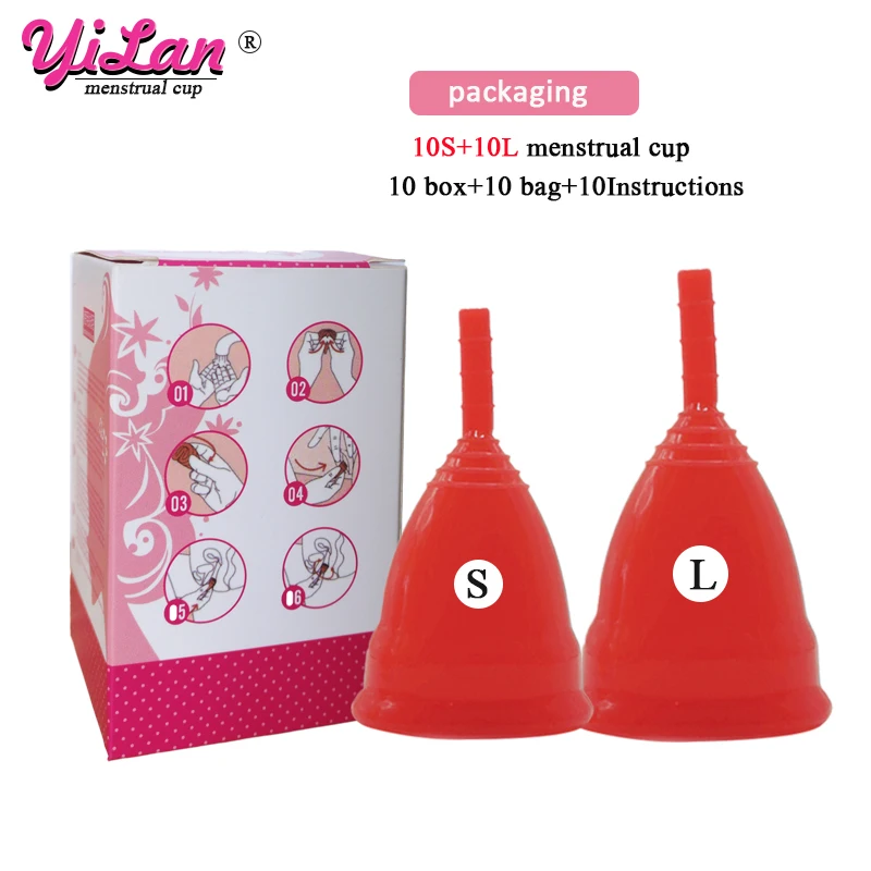 

20pcs menstrual cup & Box Medical Grade Silicone Copo Menstrual de Silicone Medica Reusable Women Menstrual Period for Wholesale