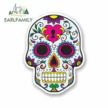 EARLFAMILY 13cm x 13cm Cartoon Sugar Skull Funny Car Stickers Oem Vinyl JDM Bumper Trunk Truck Graphics Waterproof Accessories