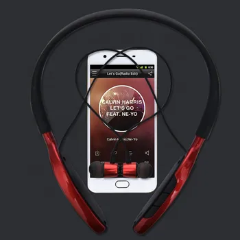 

new bluetooth Earpiece bass stereo earphone magnetic wireless neckband headphones with power display support mp3 TF card slot