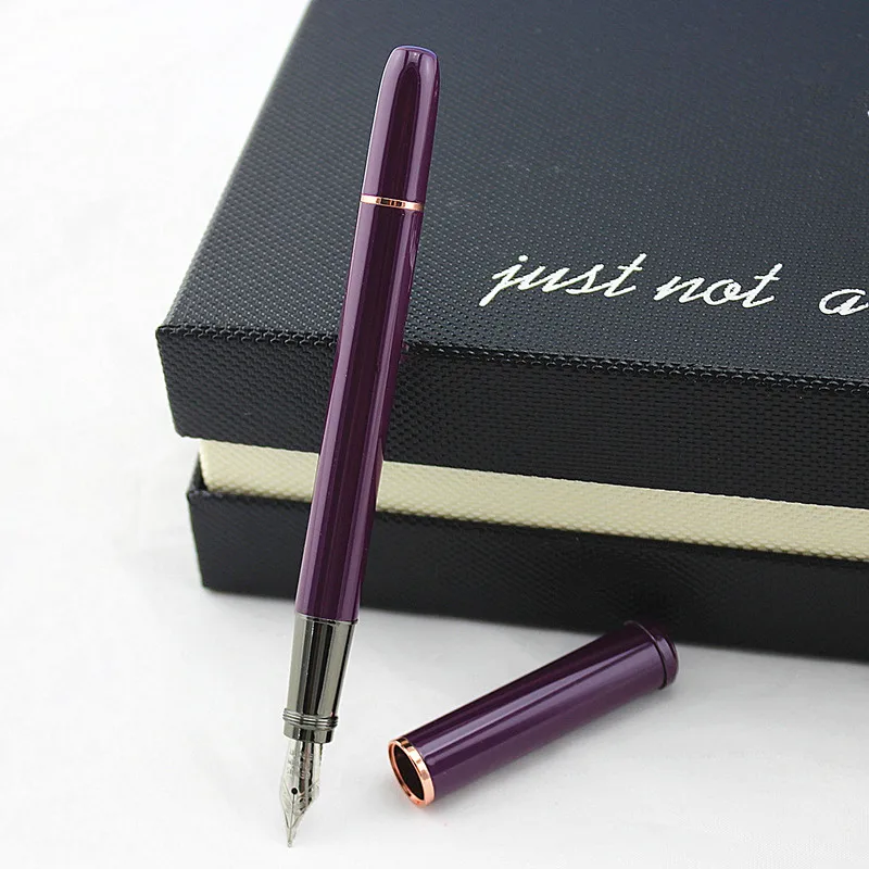 Металлический 0,5 мм перьевая ручка свежий цвет с кожаным пеналом для офиса Бизнес школы практики, оптовая продажа