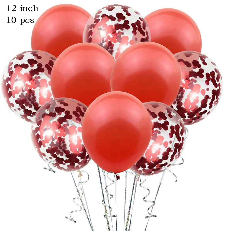 10pcs/lot 12inch Latex Balloons And Colored Confetti Birthday Party Decorations Mix Rose Wedding Decoration Helium Ballon