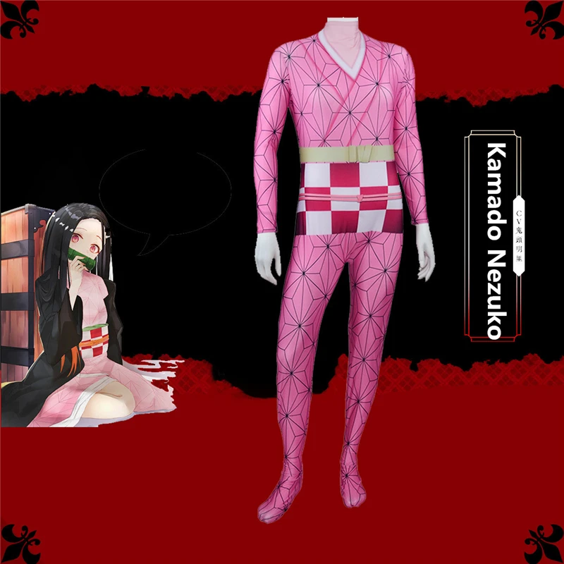 Трико для косплея Kimetsu No Yaiba трико Kamado Nezuko брюки одежда взрослых и детей Рождество