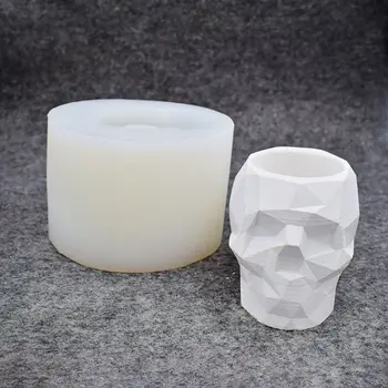 

Modern Resin Skull Head Flower Pot Mold Geometric Skull Concrete Pen Holder Mold