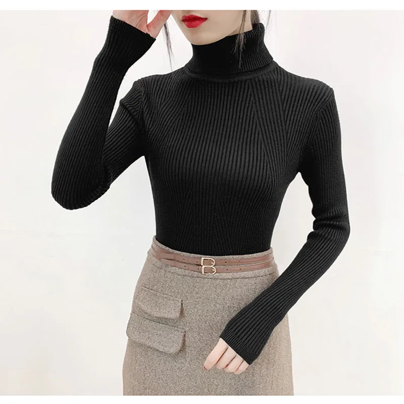 High-necked Sweater Women Thickening Autumn Winter New Slim Solid Casual Knitwear Lady Turtleneck Long Sleeve Red Khaki Pullover High-necked Sweater Women Thickening Autumn Winter New Slim Solid Casual Knitwear Lady Turtleneck Long Sleeve Red Khaki Pullover