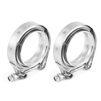 

2Pcs 3 Inch Stainless Steel V-Band Clamp Flange Turbo Downpipe Turbo Exhaust Clamp Universal V Clamps Kits 63mm-93mm