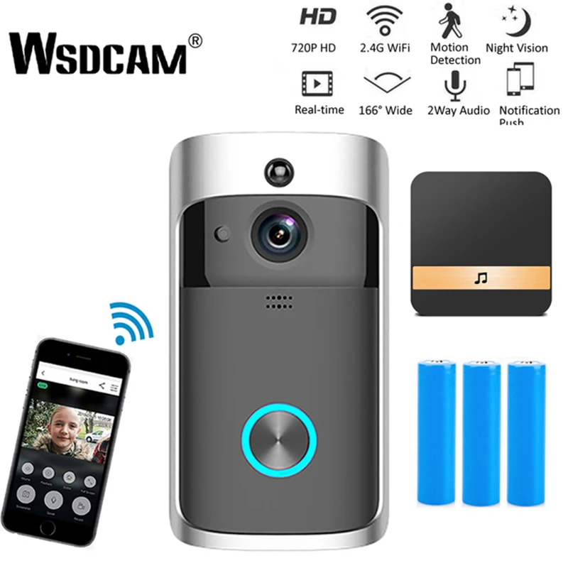 Smart Door Chime Wireless WLAN Video Türklingel Ding Dong Bell mit HD-Kamera 