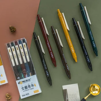 

5 Pcs/Set 0.5mm Retro Color Literary Youth Colored Gel Ink Pen Vintage Multicolor Pen School Office Writing Supply Stationery