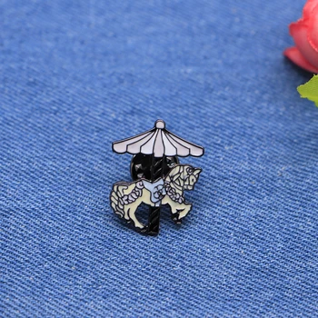 

20pcs/lot Cartoon Brooches Pink Carousel Enamel Pin for Kids Lapel Pin Hat/bag Pins Denim Jacket Shirt Women Brooch Badge SC4218