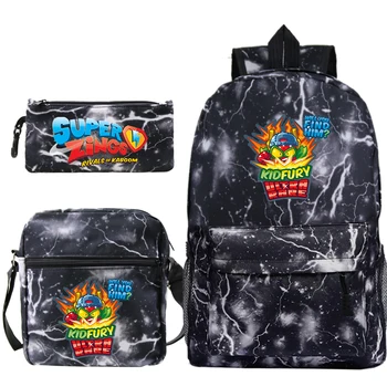 

Mochila Super Zings School Bag Anime Cartoon 3 Pcs-Set Backpack with Pen Bag Shoulder Bag Superzings Primary School Bookbag Gift