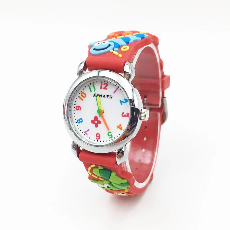 Милые аналоговые кварцевые часы с 3D рисунком животных для девочки, мальчики, дети, Детские Модные наручные часы, силиконовые женские часы montre
