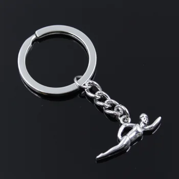 

New Fashion Men 30mm Car Keychain DIY Metal Holder Chain Vintage Swimming Swimmer Sporter 29x11mm Silver Color Pendant Gift