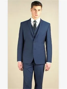 

New Classic Men’s Suit Smolking Noivo Terno Slim Fit Easculino Evening Suits For Men Navy Blue Wedding Groom Tuxedos Groomsman B