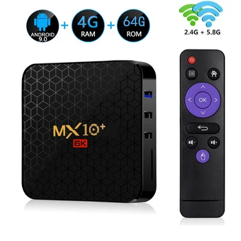 

MX10 Plus Smart TV Box Android 9.0 4GB 64GB Allwinner H6 Quad Core 2.4G&5.8GHz Wifi USB3.0 6K Google Player Youtube Set Top Box