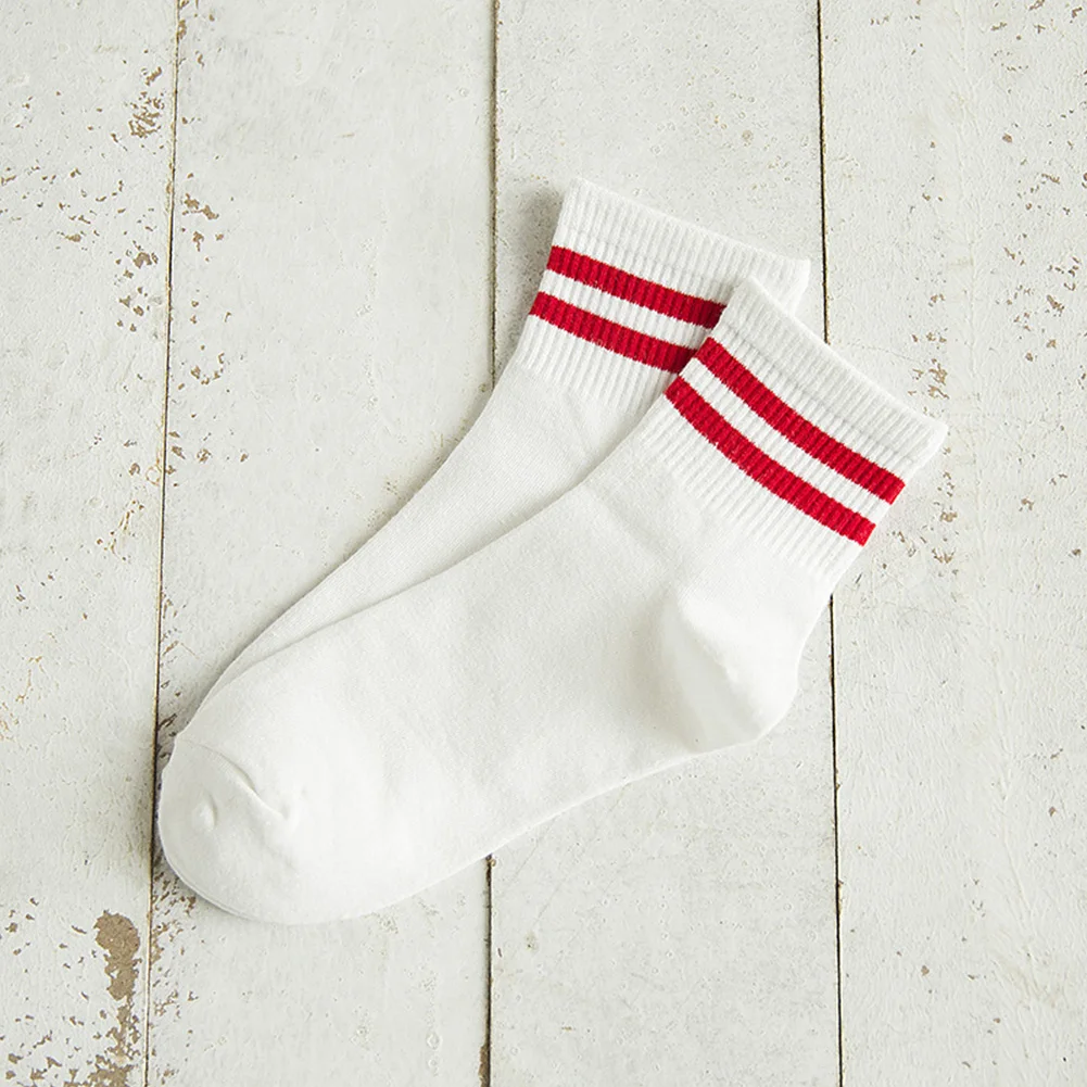 1 пара, женские носки до середины икры, забавные, для студентов, удобные, смешанный хлопок, в полоску, мягкие, для школы, милые, повседневные, спортивные, модные, дышащие