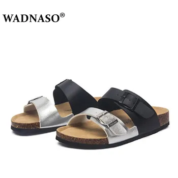 

2020 New Summer Women Beach Cork Slippers Casual Double Buckle Clogs Mixed Colors Slides Non-slip Outside Shoe Plus Size 35-45