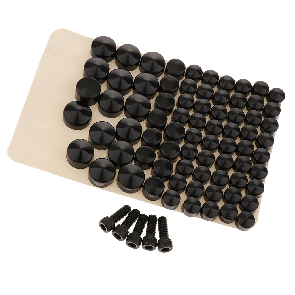 80pcs CNC Aluminum Push-On Toppe Bolt Cap Cover for Harley FLT/FLH Motorcycle (Black)