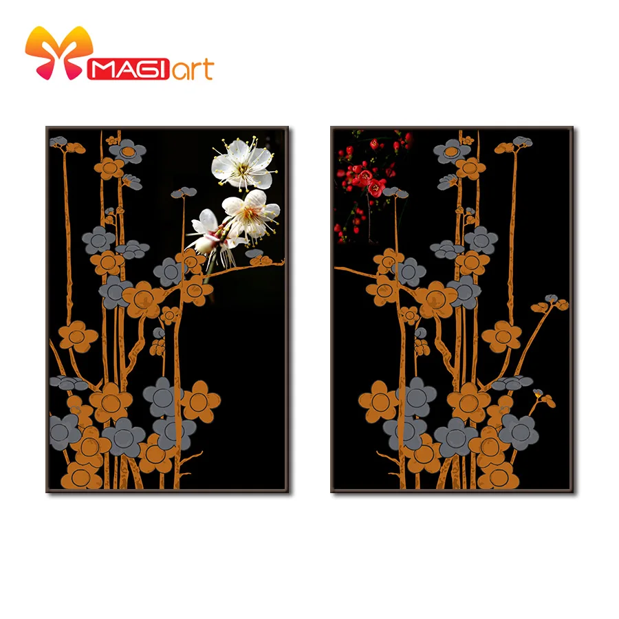 Cross stitch kits Embroidery needlework sets 11CT water soluble canvas patterns 14CT Black-spotted honeysuckle-NCMF111 |