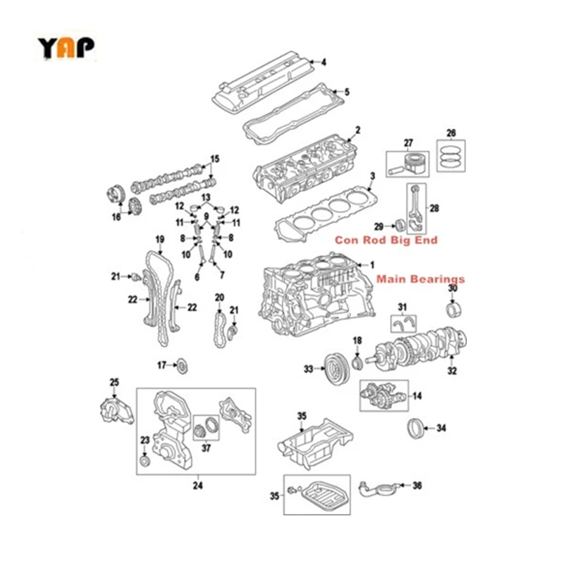 D4EA STD Main Bearing Connecting Rod Bearing 23060-27900 FIT FOR HYUNDAI ELANTRA TRAJET SANTA Sportage I30 2.0CRDi TURBO DIESEL
