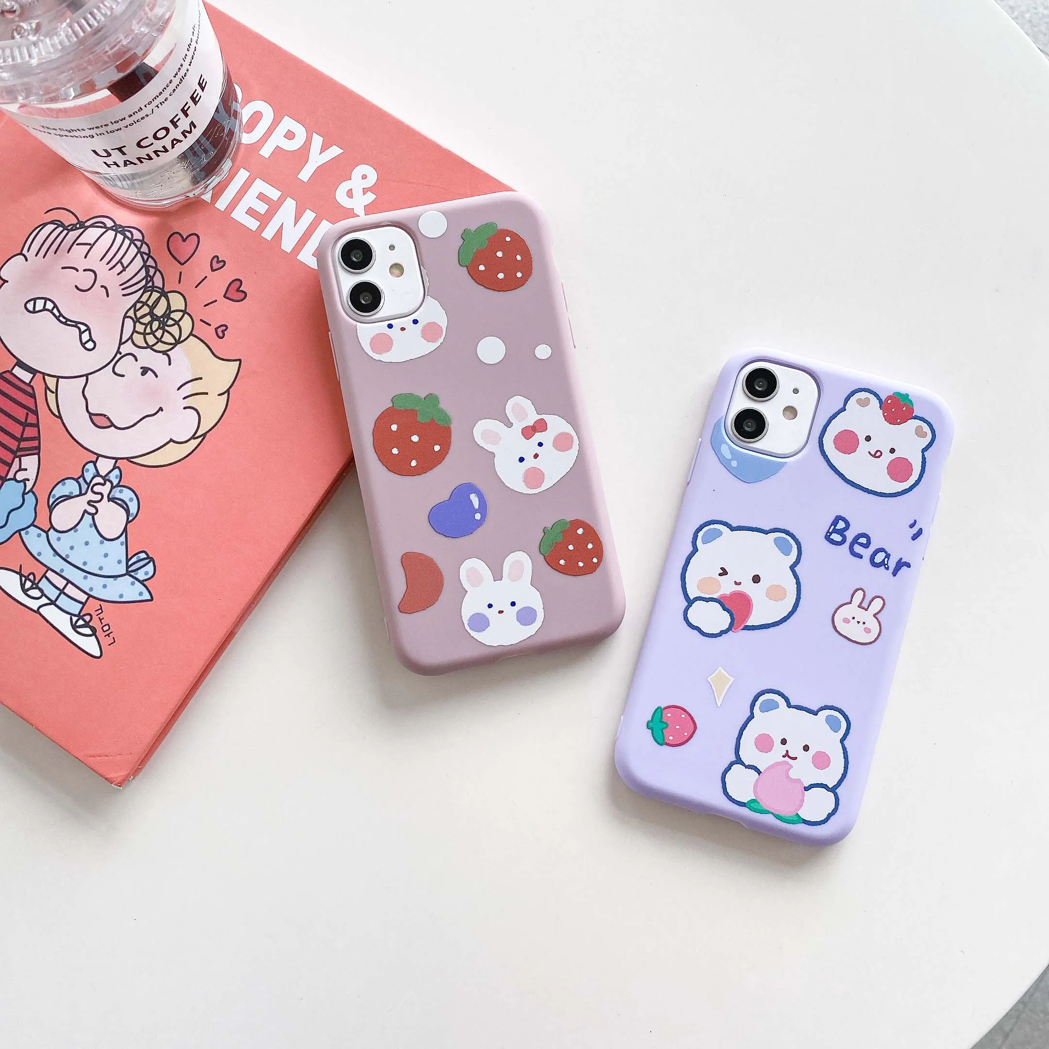 Cute Cartoon Bear Phone Cases for iPhone 11 12 Pro Max 7 8 6 6s Plus X XR XS Max Se 2020 Shockproof Soft Tpu Phone Cover Case iphone 11 Pro Max  cover