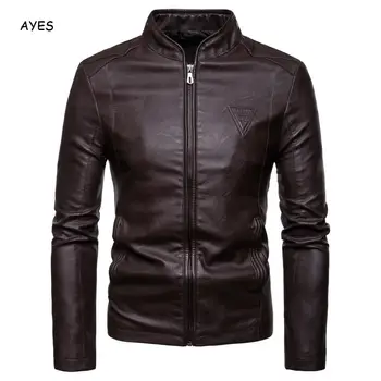 

Plus Size Men Leather Coat Men's Synthetic Leather Jackets Slim Stand Collar Zipper Coat Motorcycle Leather Jacket Mens Coats