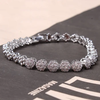 

Exquisite Luxury Roman Crystal Bracelet For Women Wedding Gift Korean Silver Color Chain Bracelets Jewelry