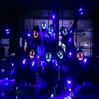 

Led Mask Halloween、 DJ Party Masque Masquerade Masks Neon Maske Light Glow In The Dark Mascara Horror Maska Glowing Masker Purge