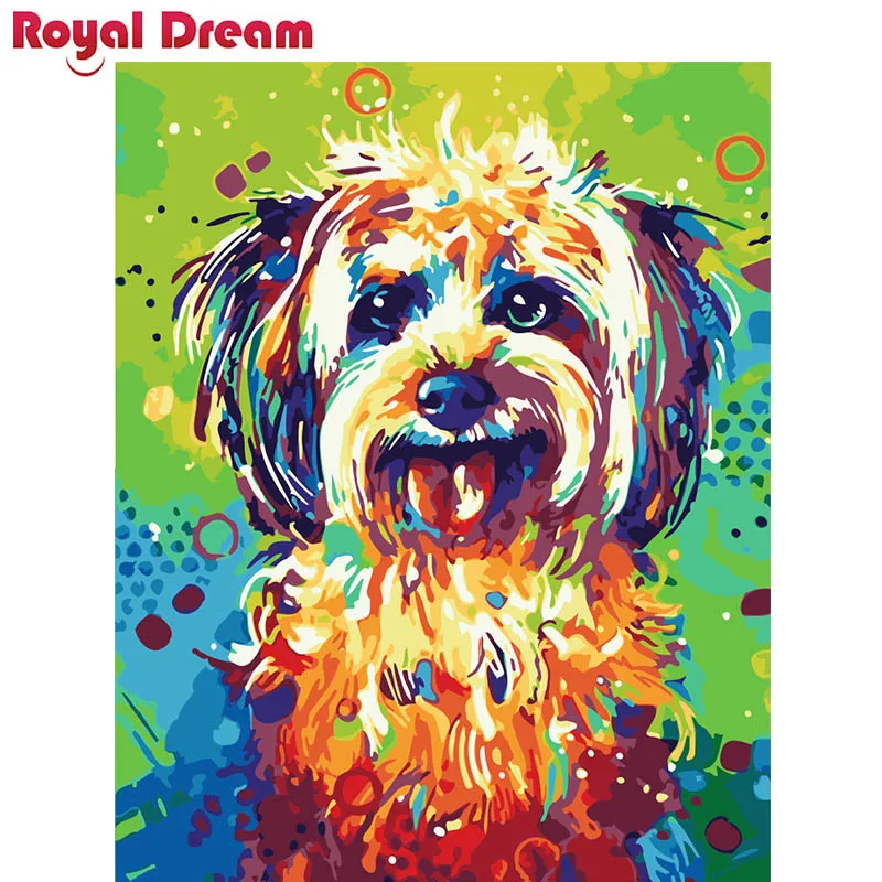 Colorful dog DIY Painting By Numbers Canvas Painitng Home Wall Art Picture Coloring By Numbers For Home Decor - Цвет: duocaigouer