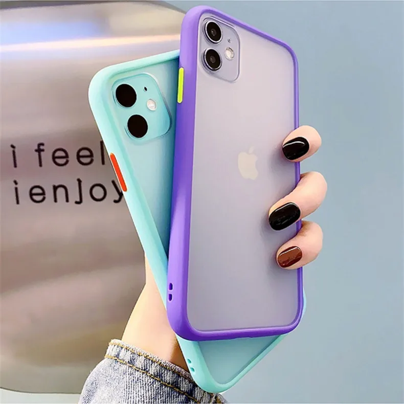 Funda híbrida de silicona a prueba de golpes para iPhone, funda híbrida mate a prueba de golpes para iPhone 12 Pro Max Xr Xsmax 6s 8 7 Plus