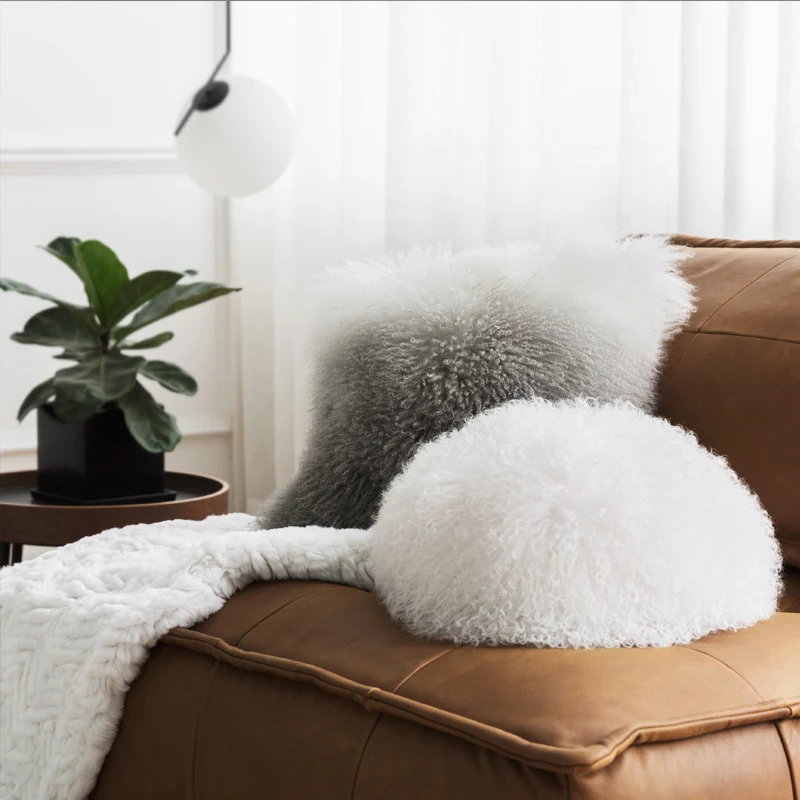 Curly Tibet Sheep Skin Fur Pillow Cushion With Core 45cm Fashion