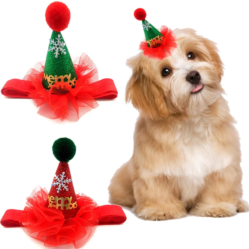 Рождественская елка, снеговик, шапка для собаки, кошка, искусственная кожа и кружево, головной убор с регулируемым ремешком, домашний костюм для косплея на год, Рождество