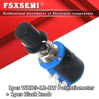 

1pcs WXD3-12-1W + 1pcs knob 100 220 470 1K 2K2 3K3 4K7 10K 22K 33K 47K Ohm 2.2K 3.3K 4.7K WXD3-12 1W Wirewound Potentiometer